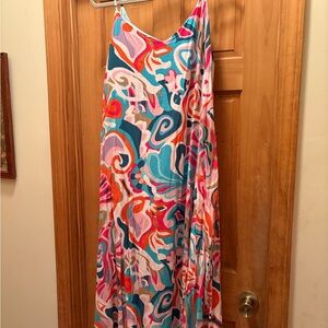 Flowing Multicolor Swirl Maxi Dress - Bright Print
